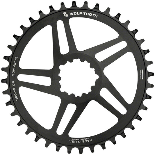 Wolf Tooth Direct Mount Chainring - 40t SRAM Direct Mount For SRAM 3-Bolt 6mm Offset Drop-Stop B Flattop Compatible BLK-Goodwynn's