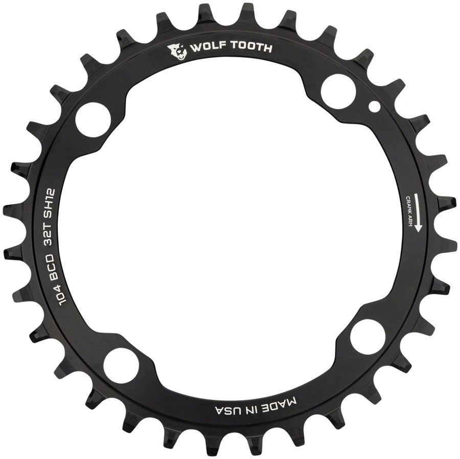 Wolf Tooth 104 BCD Chainring - 32t 104 BCD 4-Bolt Requires Shimano 12-Speed Hyperglide+ Chain BLK-Goodwynn&#39;sGoodwynn&#39;s