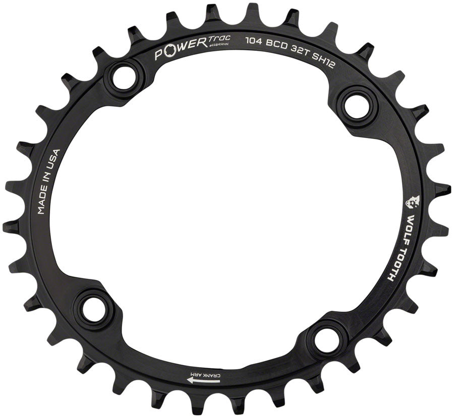 Wolf Tooth Elliptical 104 BCD Chainring - 34t 104 BCD 4-Bolt Requires Shimano 12-Speed Hyperglide+ Chain BLK-Goodwynn&#39;sGoodwynn&#39;s