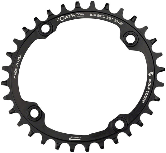 Wolf Tooth Elliptical 104 BCD Chainring - 34t 104 BCD 4-Bolt Requires Shimano 12-Speed Hyperglide+ Chain BLK-Goodwynn's