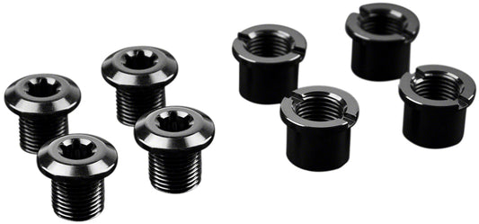 absoluteBLACK Chainring Bolt Set - Long Bolts and Nuts Set of 4 Black-Goodwynn's