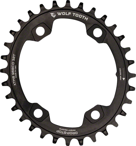 Wolf Tooth Elliptical 96 BCD Chainring - 30t 96 Asymmetric BCD 4-Bolt Drop-Stop For Shimano XTR M9000 M9020 Cranks BLK-Goodwynn's