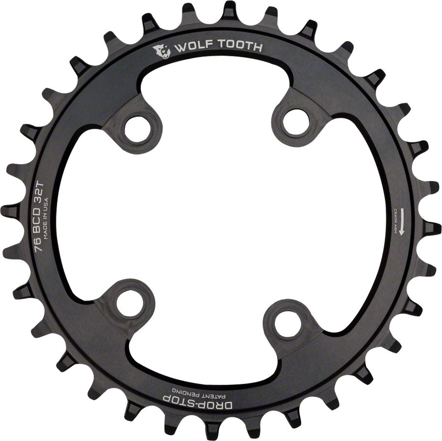 Wolf Tooth 76 BCD Chainring - 30t 76 BCD 4-Bolt Drop-Stop Compatible SRAM 76 BCD Specialized Stout BLK