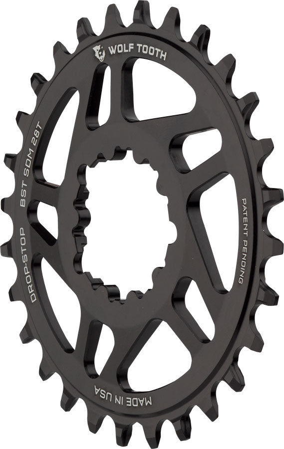 Wolf Tooth Direct Mount Chainring - 28t SRAM Direct Mount Drop-Stop A For SRAM 3-Bolt Boost Cranks 3mm Offset BLK