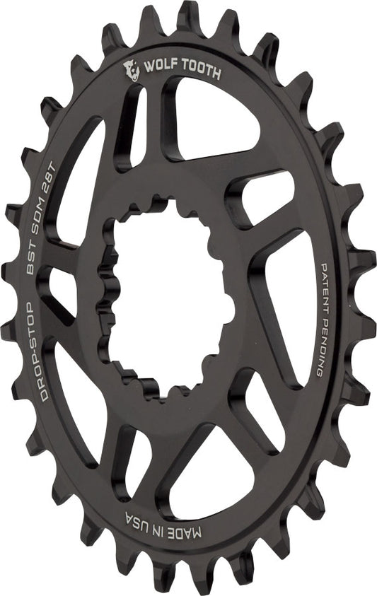 Wolf Tooth Direct Mount Chainring - 28t SRAM Direct Mount Drop-Stop A For SRAM 3-Bolt Boost Cranks 3mm Offset BLK-Goodwynn's