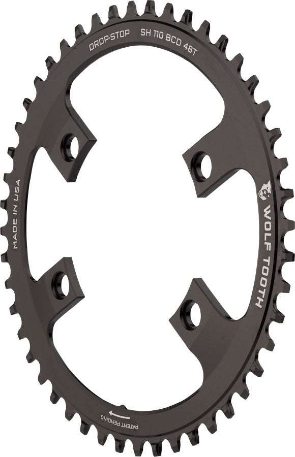 Wolf Tooth Shimano 110 Asymmetric BCD Chainring - 48t 110 Asymmetric BCD 4-Bolt Drop-Stop For Shimano Cranks BLK-Goodwynn&#39;sGoodwynn&#39;s