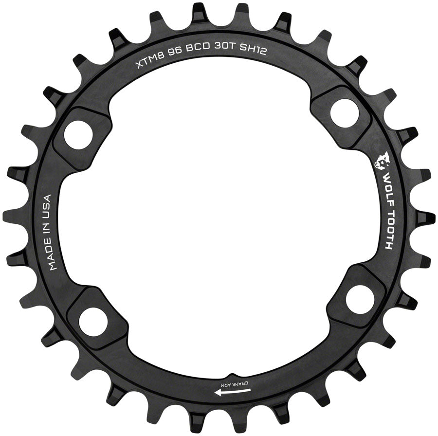 Wolf Tooth 96 BCD Chainring - 32t 96 Asymmetric BCD 4-Bolt For Shimano M8000/M7000 Cranks Requires 12-Speed Hyperglide+ Chain BLK-Goodwynn&#39;sGoodwynn&#39;s