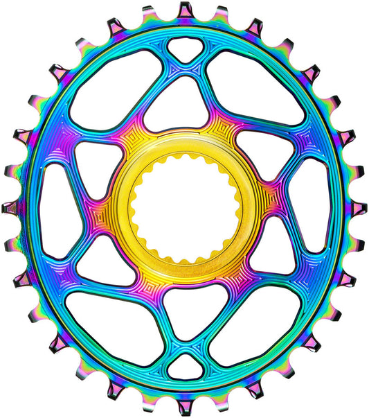 Absolute Black Shimano Direct Mount Oval Chainring 34T - PVD Rainbow-Goodwynn's