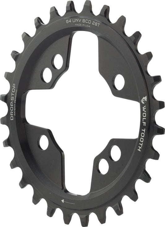 Wolf Tooth 64 BCD Chainring - 28t 64 BCD Universal Mount Drop-Stop Black-Goodwynn's