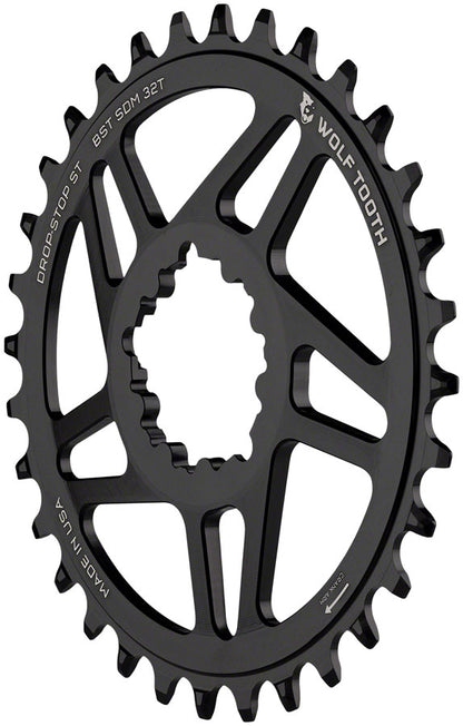 Wolf Tooth Direct Mount Chainring - 34t SRAM Direct Mount For SRAM 3-Bolt Boost Requires 12-Speed Hyperglide+ Chain BLK