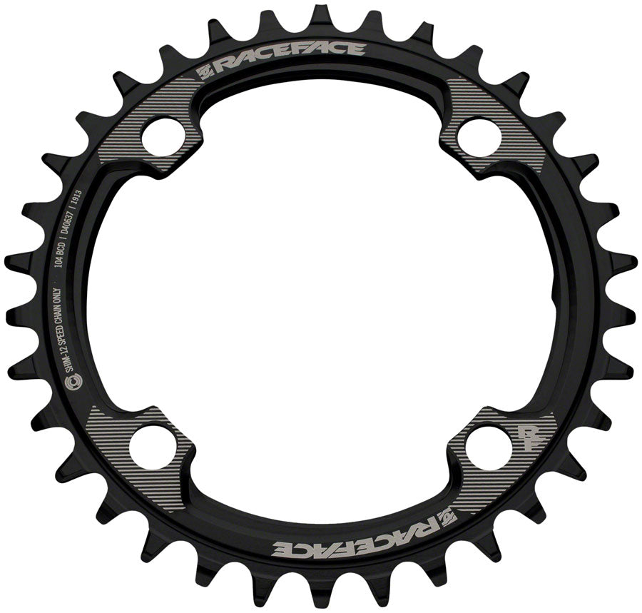 RaceFace 1x 104 BCD Hyperglide+ Chainring - 32t 104 BCD 4-Bolt Requires Shimano 12-speed Hyperglide+ Chain 7075 Aluminum BLK-Goodwynn&#39;sGoodwynn&#39;s