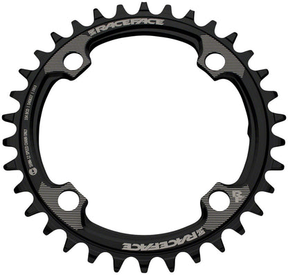 RaceFace 1x 104 BCD Hyperglide+ Chainring - 32t 104 BCD 4-Bolt Requires Shimano 12-speed Hyperglide+ Chain 7075 Aluminum BLK