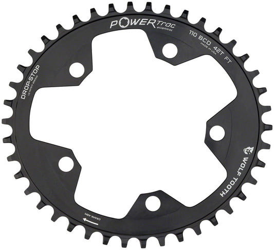 Wolf Tooth Elliptical 110 BCD Chainring - 38t 110 BCD 5-Bolt Drop-Stop 10/11/12-Speed Eagle Flattop Compatible BLK-Goodwynn's