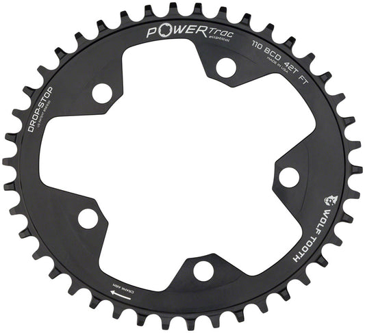 Wolf Tooth Elliptical 110 BCD Chainring - 40t 110 BCD 5-Bolt Drop-Stop 10/11/12-Speed Eagle Flattop Compatible BLK-Goodwynn's