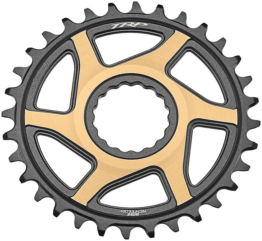 TRP CR-M9050 Boost Direct Mount Chainring - 30t 12-Speed CINCH Mount 3mm Offset 7075-T6 Aluminum Sandblasted BLK/Gold