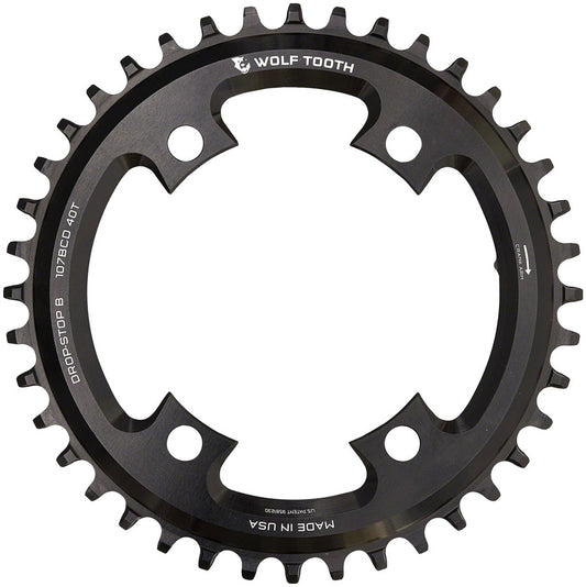 Wolf Tooth 107 BCD Chainring - 40t Compatible SRAM 107 BCD Drop-Stop B 4-Bolt BLK-Goodwynn's