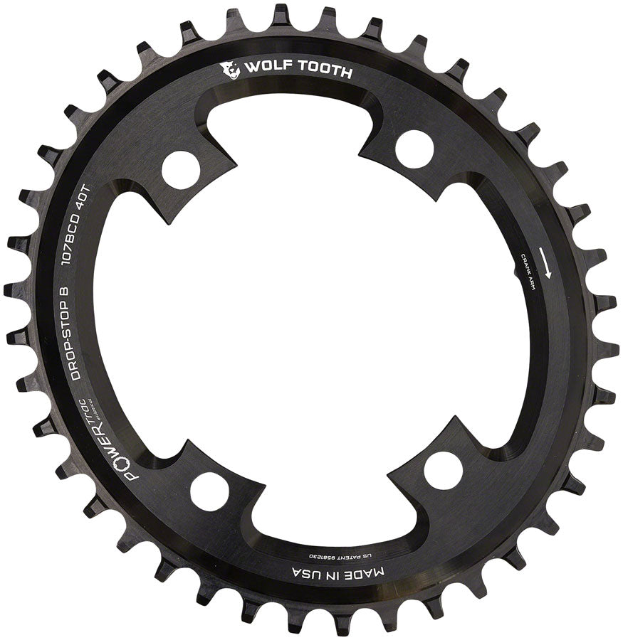 Wolf Tooth Elliptical 107 BCD Chainring - 38t Compatible SRAM 107 BCD Drop-Stop B 4-Bolt BLK-Goodwynn&#39;sGoodwynn&#39;s