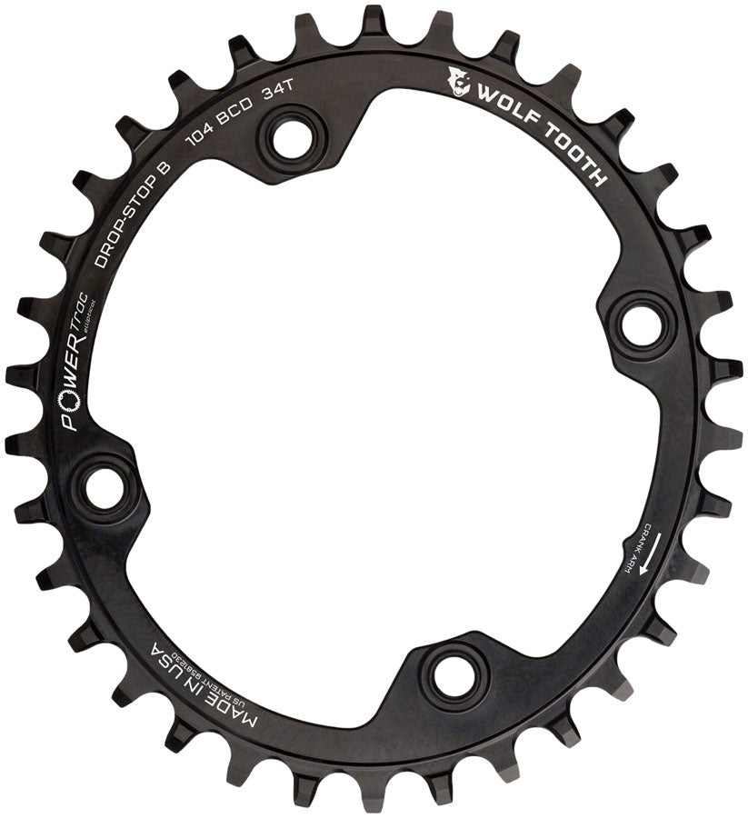 Wolf Tooth Elliptical 104 BCD Chainring - 34t 104 BCD 4-Bolt Drop-Stop B BLK-Goodwynn&#39;sGoodwynn&#39;s