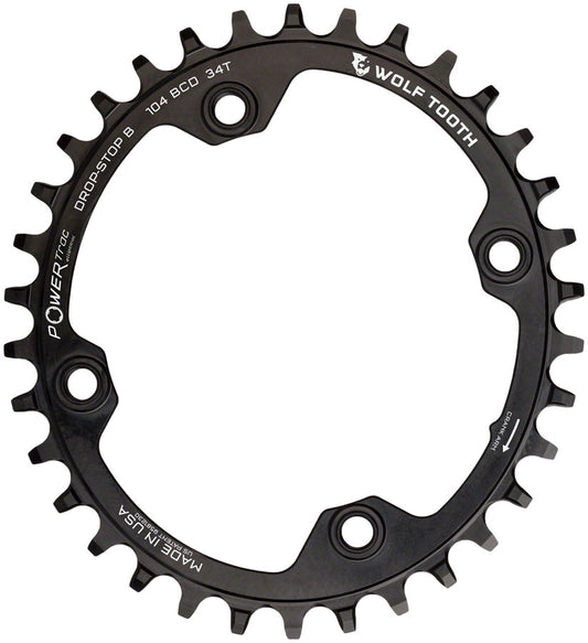 Wolf Tooth Elliptical 104 BCD Chainring - 34t 104 BCD 4-Bolt Drop-Stop B BLK-Goodwynn's