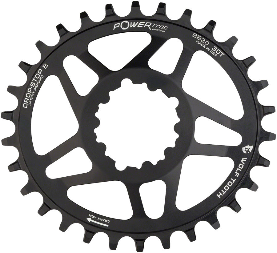 Wolf Tooth Elliptical Direct Mount Chainring - 30t SRAM Direct Mount Drop-Stop B For SRAM BB30 Short Spindle Cranks 0mm Offset BLK-Goodwynn&#39;sGoodwynn&#39;s