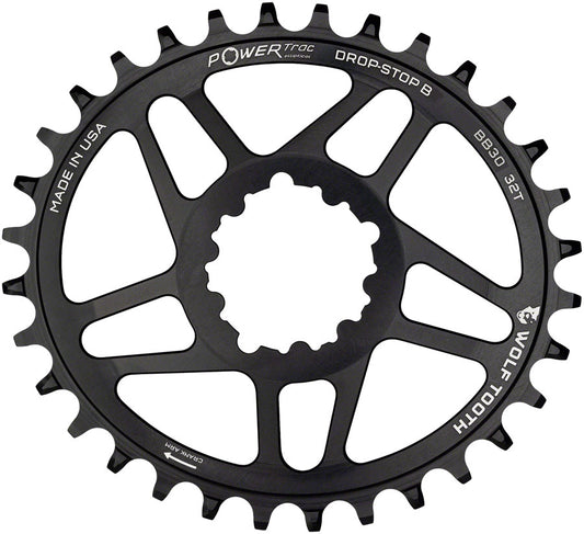 Wolf Tooth Elliptical Direct Mount Chainring - 32t SRAM Direct Mount Drop-Stop B For SRAM BB30 Short Spindle Cranks 0mm Offset BLK-Goodwynn's