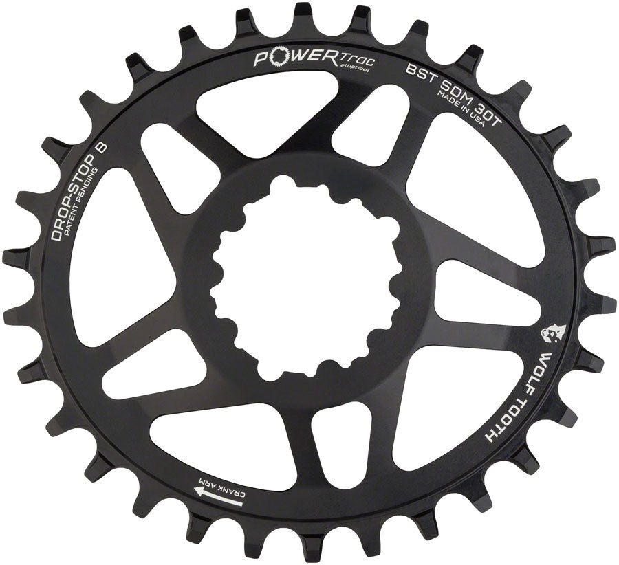 Wolf Tooth Elliptical Direct Mount Chainring - 30t SRAM Direct Mount Drop-Stop B For SRAM 3-Bolt Boost Cranksets 3mm Offset BLK-Goodwynn&#39;sGoodwynn&#39;s