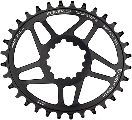 Wolf Tooth Elliptical Direct Mount Chainring - 32t SRAM Direct Mount Drop-Stop B For SRAM 3-Bolt Boost Cranksets 3mm Offset BLK-Goodwynn's