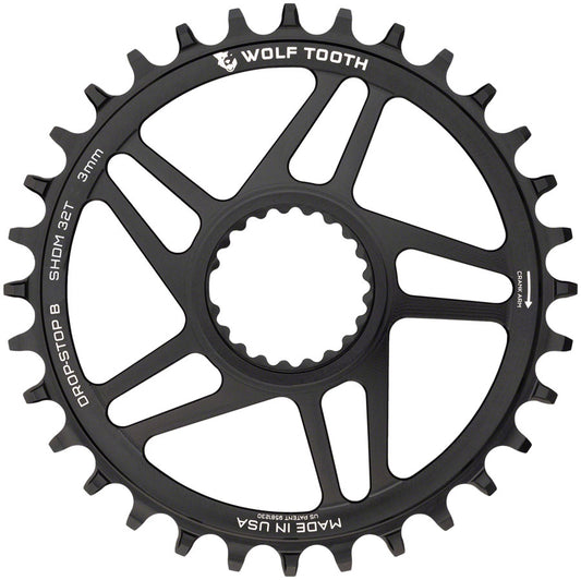 Wolf Tooth Direct Mount Chainring - 32t Shimano Direct Mount Drop Stop B Boost 3mm Offset BLK-Goodwynn's