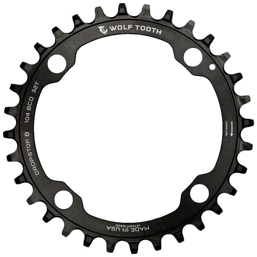 Wolf Tooth 104 BCD Chainring - 32t 104 BCD 4-Bolt Drop-Stop B Black-Goodwynn&#39;sGoodwynn&#39;s