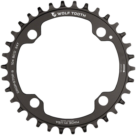 Wolf Tooth 104 BCD Chainring - 30t 104 BCD 4-Bolt Drop-Stop B Black-Goodwynn's