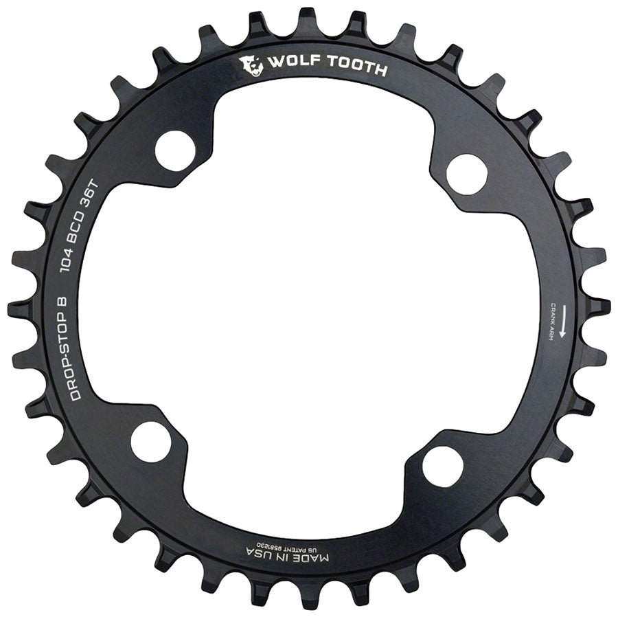 Wolf Tooth 104 BCD Chainring - 36t 104 BCD 4-Bolt Drop-Stop B Black-Goodwynn&#39;sGoodwynn&#39;s