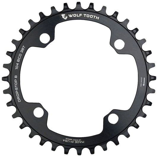 Wolf Tooth 104 BCD Chainring - 36t 104 BCD 4-Bolt Drop-Stop B Black-Goodwynn's