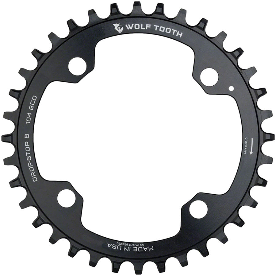 Wolf Tooth 104 BCD Chainring - 38t 104 BCD 4-Bolt Drop-Stop B Black-Goodwynn&#39;sGoodwynn&#39;s