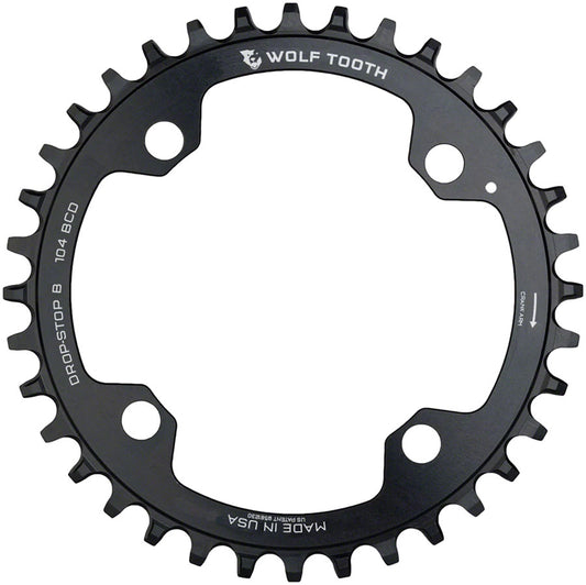 Wolf Tooth 104 BCD Chainring - 38t 104 BCD 4-Bolt Drop-Stop B Black-Goodwynn's