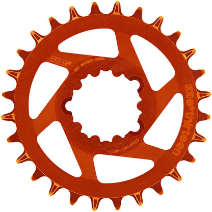 e*thirteen Helix R Guidering - 28t 11/12-Speed 3mm Offset SRAM 3-Bolt DM Naranja