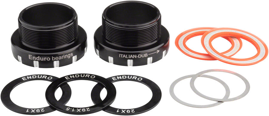 Enduro Italian Bottom Bracket DUB Spindles Stainless Steel Angular Contact Bearings BLK