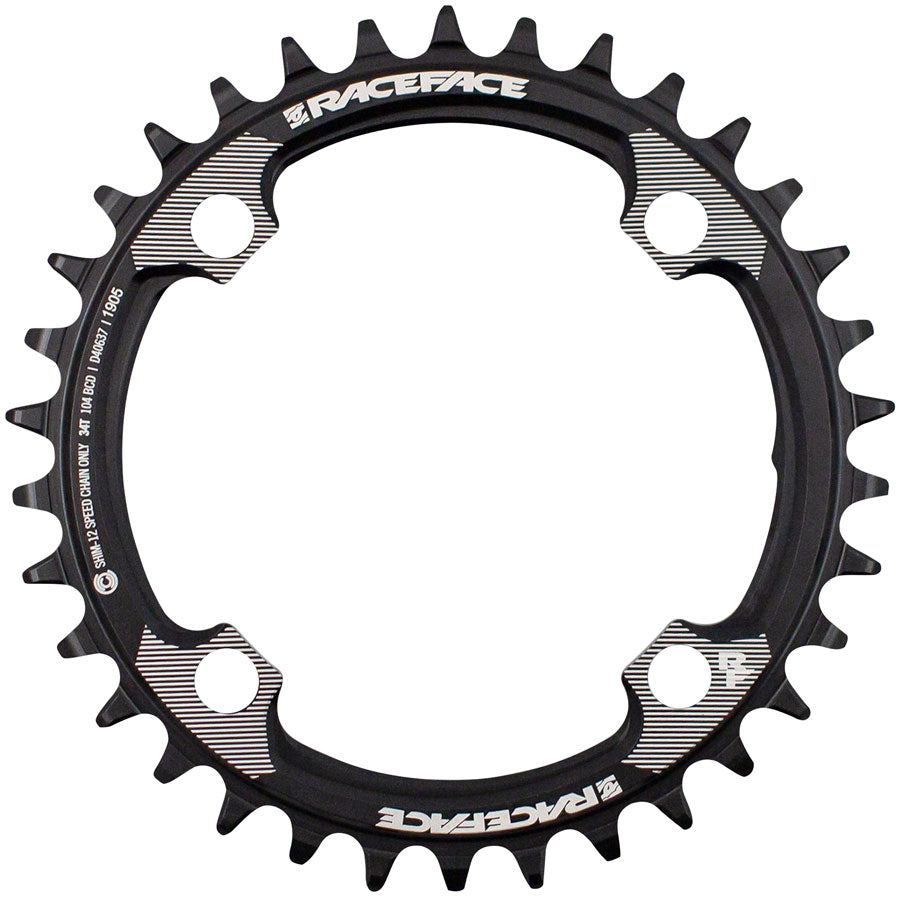 RaceFace 1x 104 BCD Hyperglide+ Chainring - 34t 104 BCD 4-Bolt Requires Shimano 12-speed Hyperglide+ Chain 7075 Aluminum BLK-Goodwynn&#39;sGoodwynn&#39;s