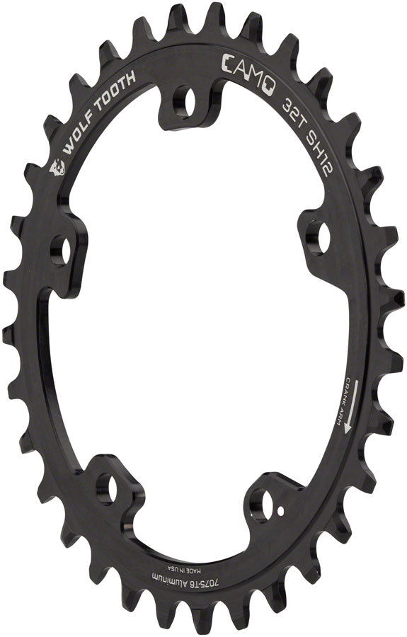 Wolf Tooth CAMO Aluminum Chainring - 30t Wolf Tooth CAMO Mount Requires 12-Speed Hyperglide+ Chain BLK