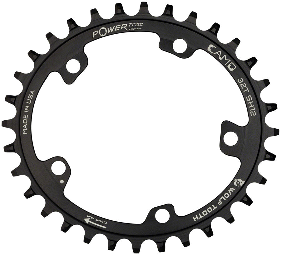 Wolf Tooth CAMO Aluminum Elliptical Chainring - 32t Wolf Tooth CAMO Mount Requires 12-Speed Hyperglide+ Chain BLK-Goodwynn&#39;sGoodwynn&#39;s