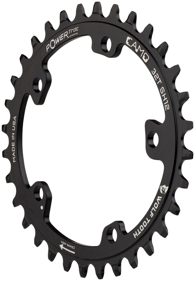 Wolf Tooth CAMO Aluminum Elliptical Chainring - 32t Wolf Tooth CAMO Mount Requires 12-Speed Hyperglide+ Chain BLK