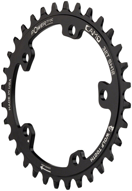 Wolf Tooth CAMO Aluminum Elliptical Chainring - 32t Wolf Tooth CAMO Mount Requires 12-Speed Hyperglide+ Chain BLK-Goodwynn's