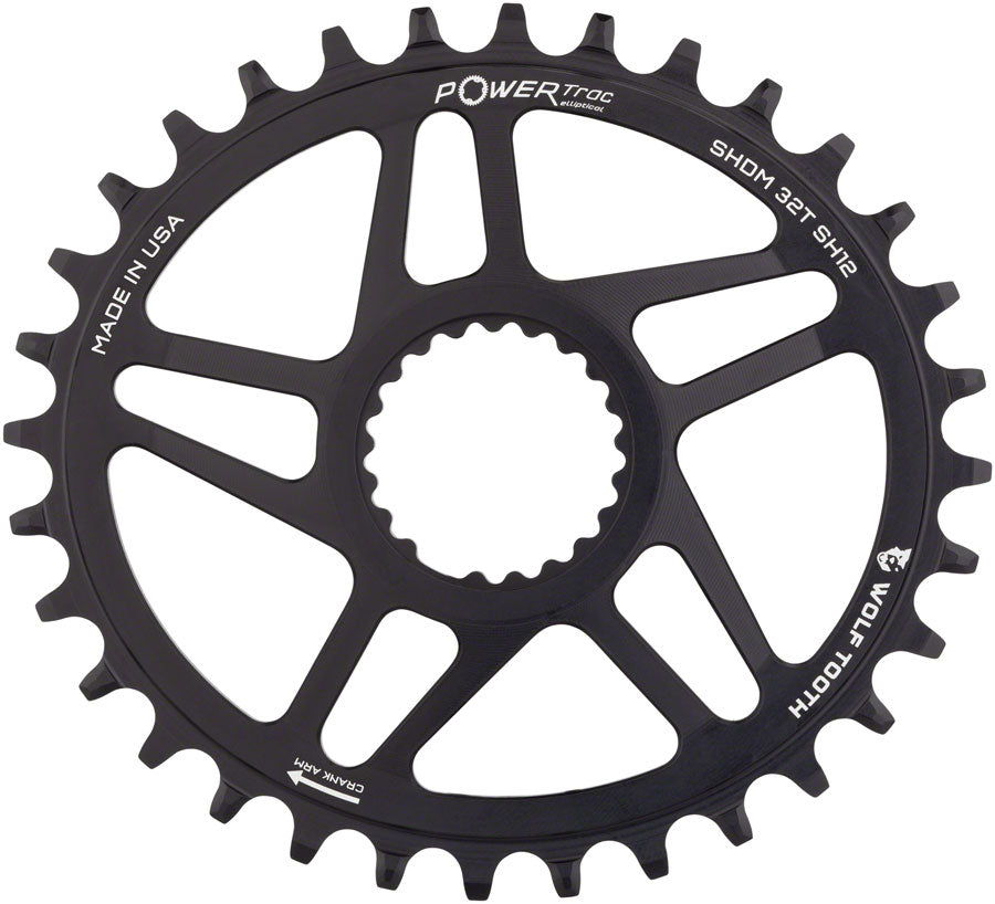 Wolf Tooth Elliptical Direct Mount Chainring - 34t Shimano Direct Mount Boost 3mm Offset Requires 12-Speed Hyperglide+ Chain BLK