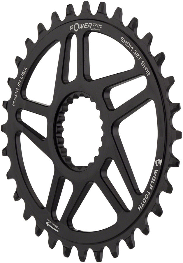 Wolf Tooth Elliptical Direct Mount Chainring - 32t Shimano Direct Mount Boost 3mm Offset Requires 12-Speed Hyperglide+ Chain BLK