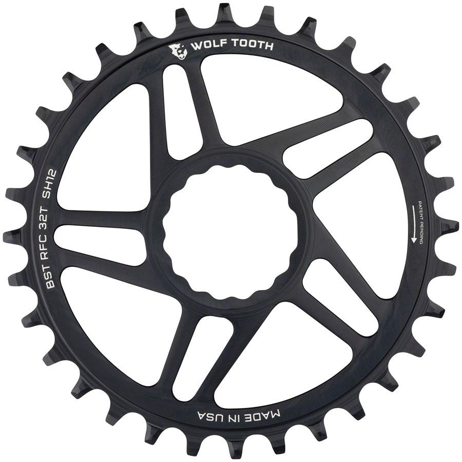 Wolf Tooth Direct Mount Chainring - 32t RaceFace/Easton CINCH Direct Mount Boost 3mm Offset Requires 12-Speed Hyperglide+ Chain BLK