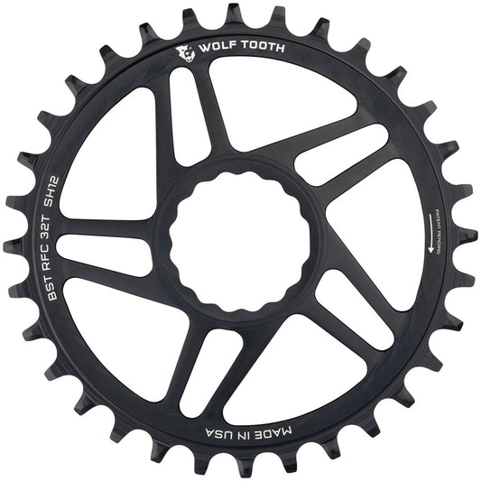 Wolf Tooth Direct Mount Chainring - 32t RaceFace/Easton CINCH Direct Mount Boost 3mm Offset Requires 12-Speed Hyperglide+ Chain BLK-Goodwynn's