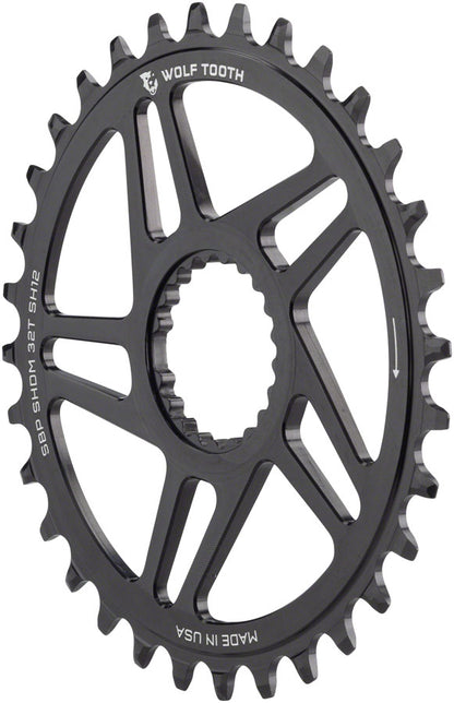 Wolf Tooth Direct Mount Chainring - 32t Shimano Direct Mount For Super Boost+ Cranks Requires 12-Speed Hyperglide+ Chain BLK