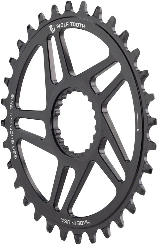 Wolf Tooth Direct Mount Chainring - 32t Shimano Direct Mount For Super Boost+ Cranks Requires 12-Speed Hyperglide+ Chain BLK-Goodwynn's