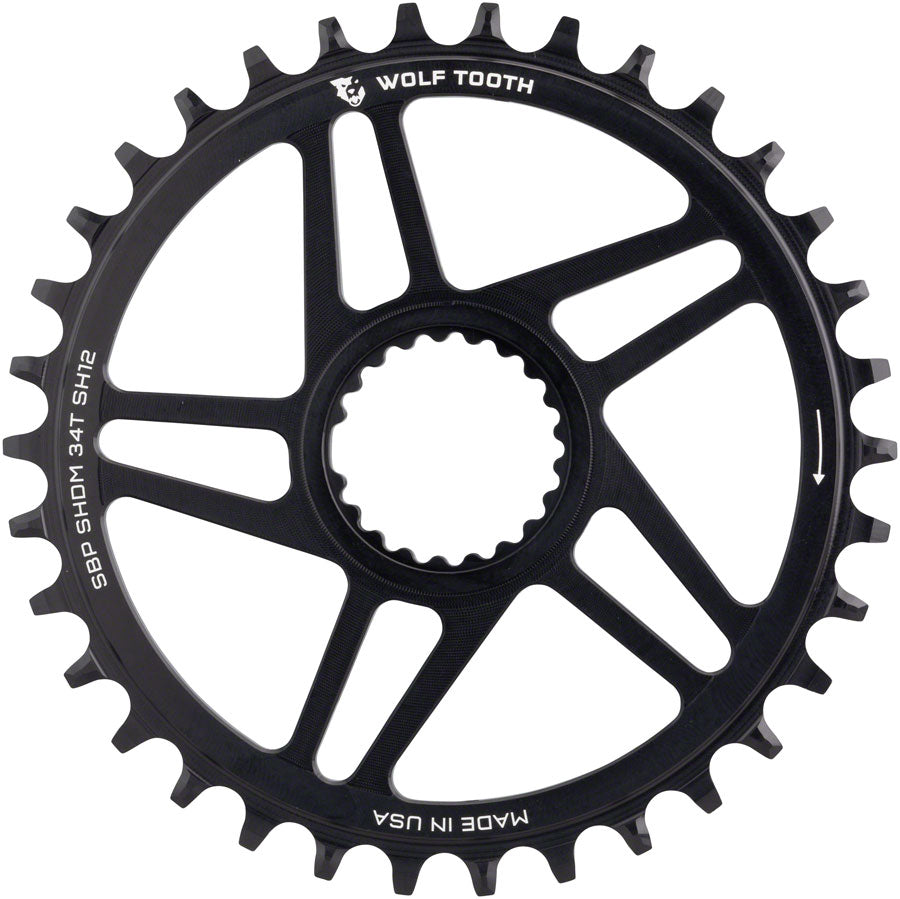 Wolf Tooth Direct Mount Chainring - 34t Shimano Direct Mount For Super Boost+ Cranks Requires 12-Speed Hyperglide+ Chain BLK-Goodwynn&#39;sGoodwynn&#39;s