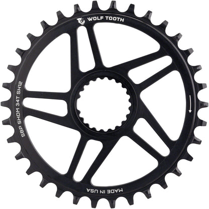 Wolf Tooth Direct Mount Chainring - 34t Shimano Direct Mount For Super Boost+ Cranks Requires 12-Speed Hyperglide+ Chain BLK