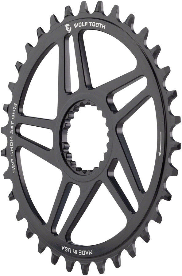 Wolf Tooth Direct Mount Chainring - 34t Shimano Direct Mount For Super Boost+ Cranks Requires 12-Speed Hyperglide+ Chain BLK-Goodwynn&#39;sGoodwynn&#39;s